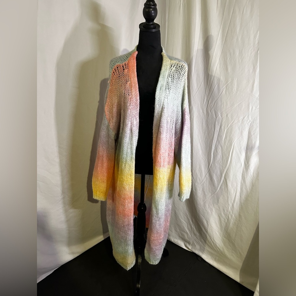 Rainbow knit cardigan oversized long Pride 3XL